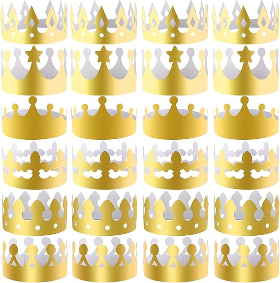 Amazon Co Jp Siquk 紙王冠 ゴールドパーティー王冠 紙王冠 パーティーや誕生日のお祝いに 30ピース 服 ファッション小物
