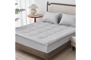PEKOR Mattress Topper for Hot Sleepers,Ultra Soft and Breathable Cooling Mattress Pad,Natural Soybean Fibre Overfilled Plush Pillow Top with 8-21 Inch Mattress Protector Pocket