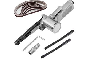 VIKKSAER Small Mini Air Operated Power Belt Sander, Sanding Grinder File Narrow Width 3/8 for Spot Welding Parts Grinding, Burr Removal, Chamfering and Coating Film Removal