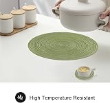 Pauwer 38cm Round Placemats Set of 6 Green Woven Heat Resistant Non Slip view 5