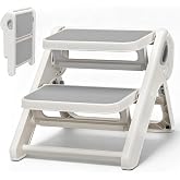 Foldable Toddler Step Stool for Bathroom Sink, Toilet, Bedroom, Kitchen &ndash; Non-Slip, Space-Saving, BPA-Free, Supports 110 lbs, Kids Step Stool (Grey)