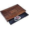 RORA Bamboo Tea Tray Chinese Gongfu Tea Serving Tray with Drawer Type Water Storage Drainage Kungfu Tea Set Table (Brown)