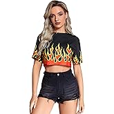 Floerns Women's Casual Y2K Graphic Concert Crop Top Short Sleeve T Shirts Loose Tees