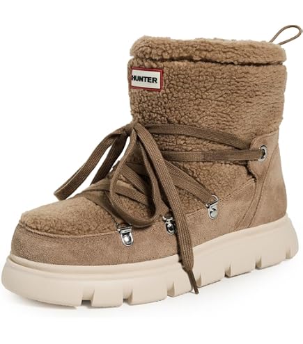 Amazon.com | Hunter Boot Women's Sherpa Logo Boot Blk/Wht 6 Medium