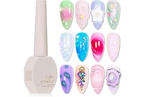 SUPWEE Clear 3D Sculpting Gel for Nail Art, 15ml Molding Gel for Rhinestone Craving, Home DIY Charm Nails Decoration Glue