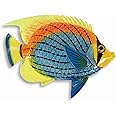 Handpainted 8" Blue Yellow Top Tropical Fish Replica Wall Mount Decor Plaque