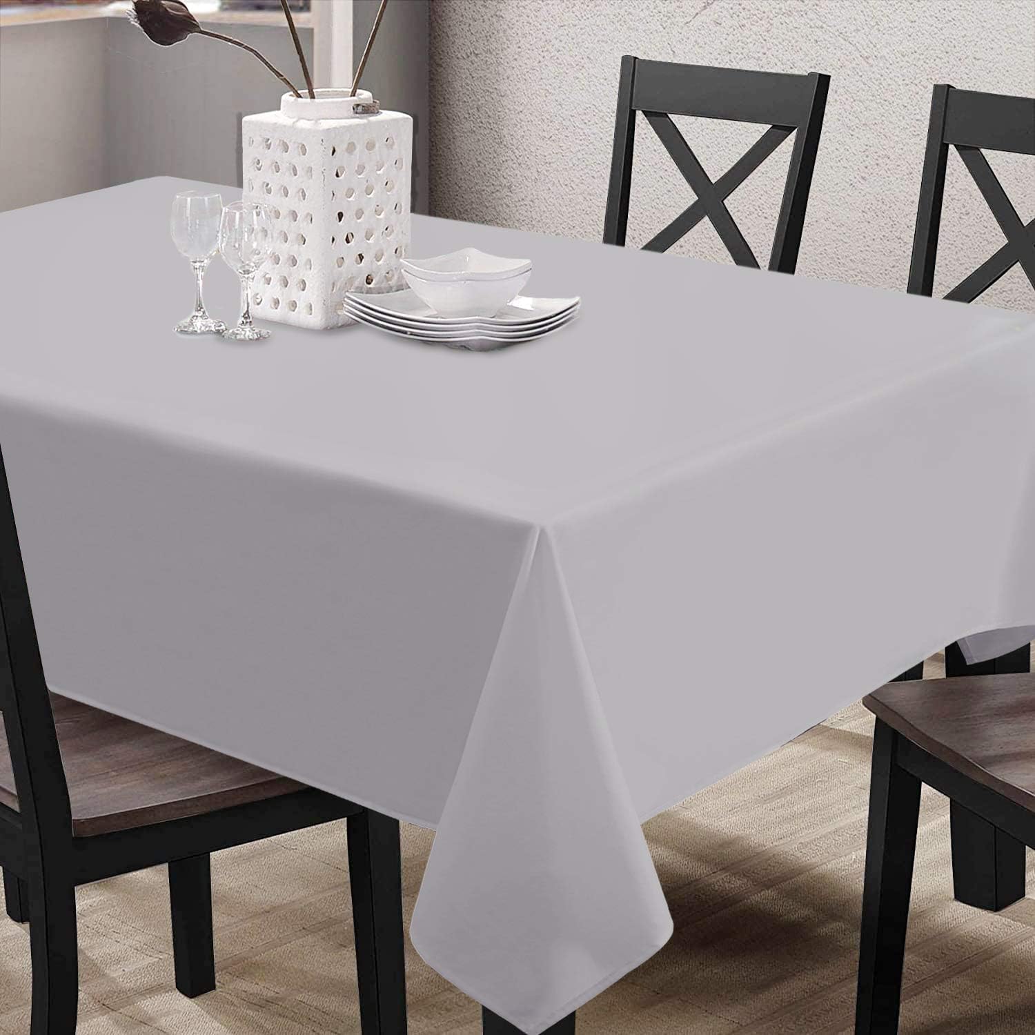 Spillproof Tablecloths Polyester Table Linens Kitchen Rectangle Tablecovers Dinning Tabletop Decorations Gray 60x84inch: Kitchen & Dining