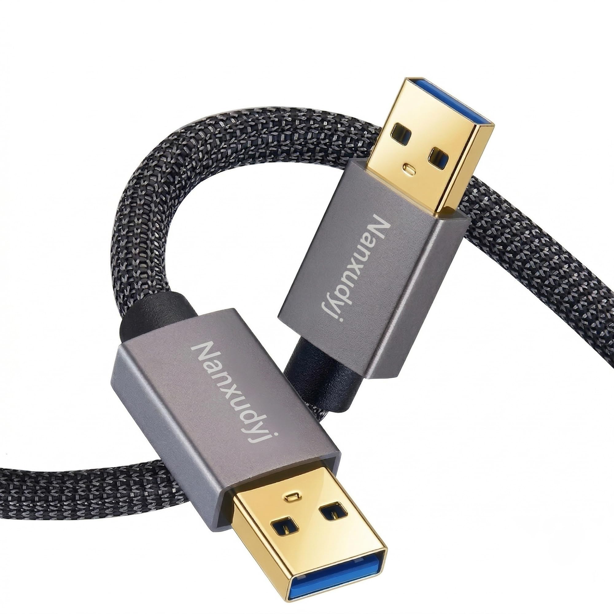Nanxudyj 2ft USB 3.0 Type A Male to Male Cable for Data Transfer, Compatible with Laptops, Hard Drives, TVs, Cameras, etc.