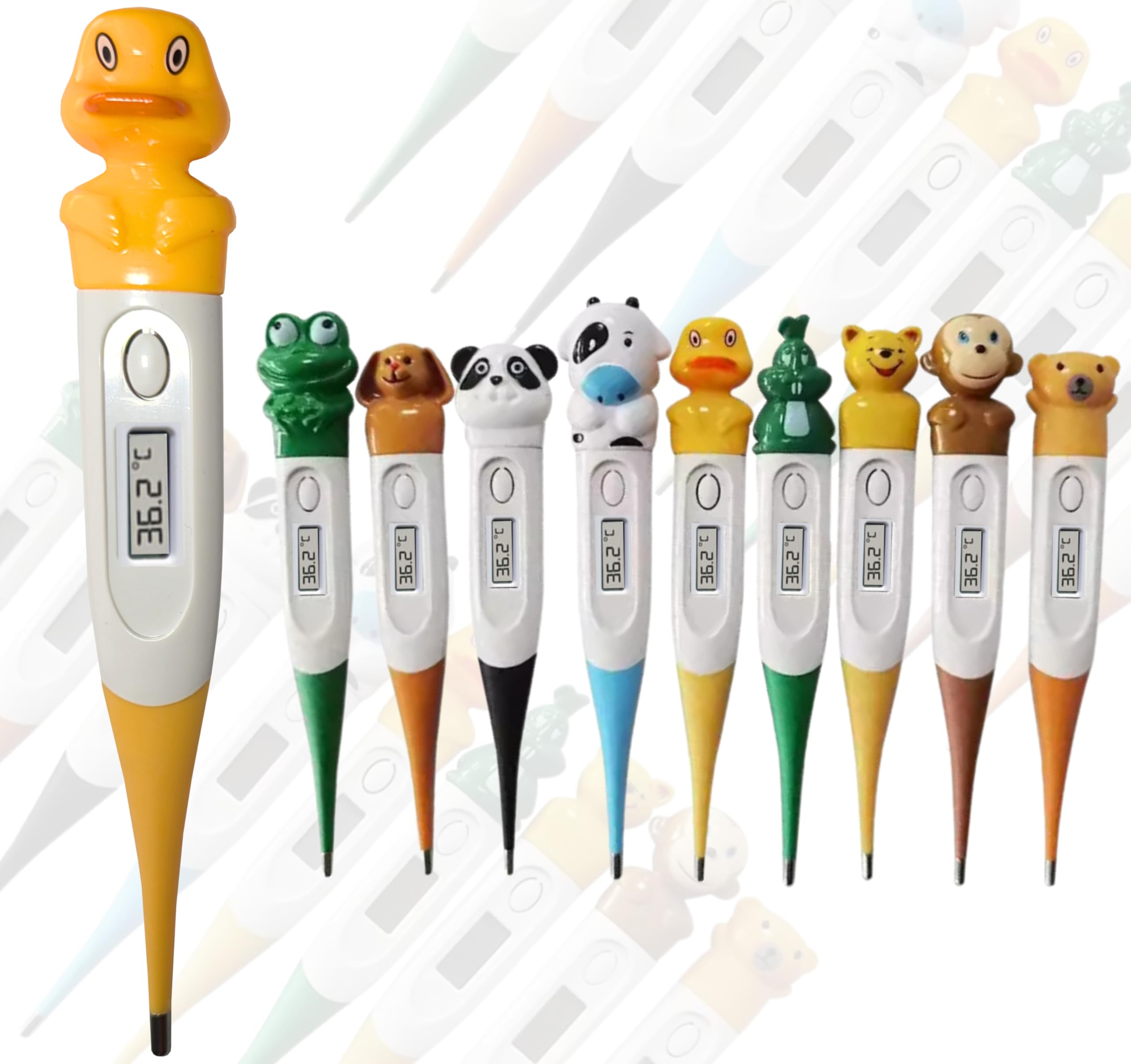 TradeProvider® Digital Thermometers - Cute Cartoon Animal Panda Duck Cow Bear Frog Designs for Babies, Kids & Adults