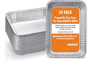 NUPICK 20-Pack Drip Pan Liners for Ninja OG850/OG951 Woodfire Outdoor Grill & Smoker, Grease Tray Compatible with OG800 and OG900 Series