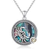 Alphm 12 Constellation Necklace 925 Sterling Silver Zodiac Sign Coin Pendant Necklaces Abalone Shell Astrology Horoscope Jewelry Birthday Gifts for Women