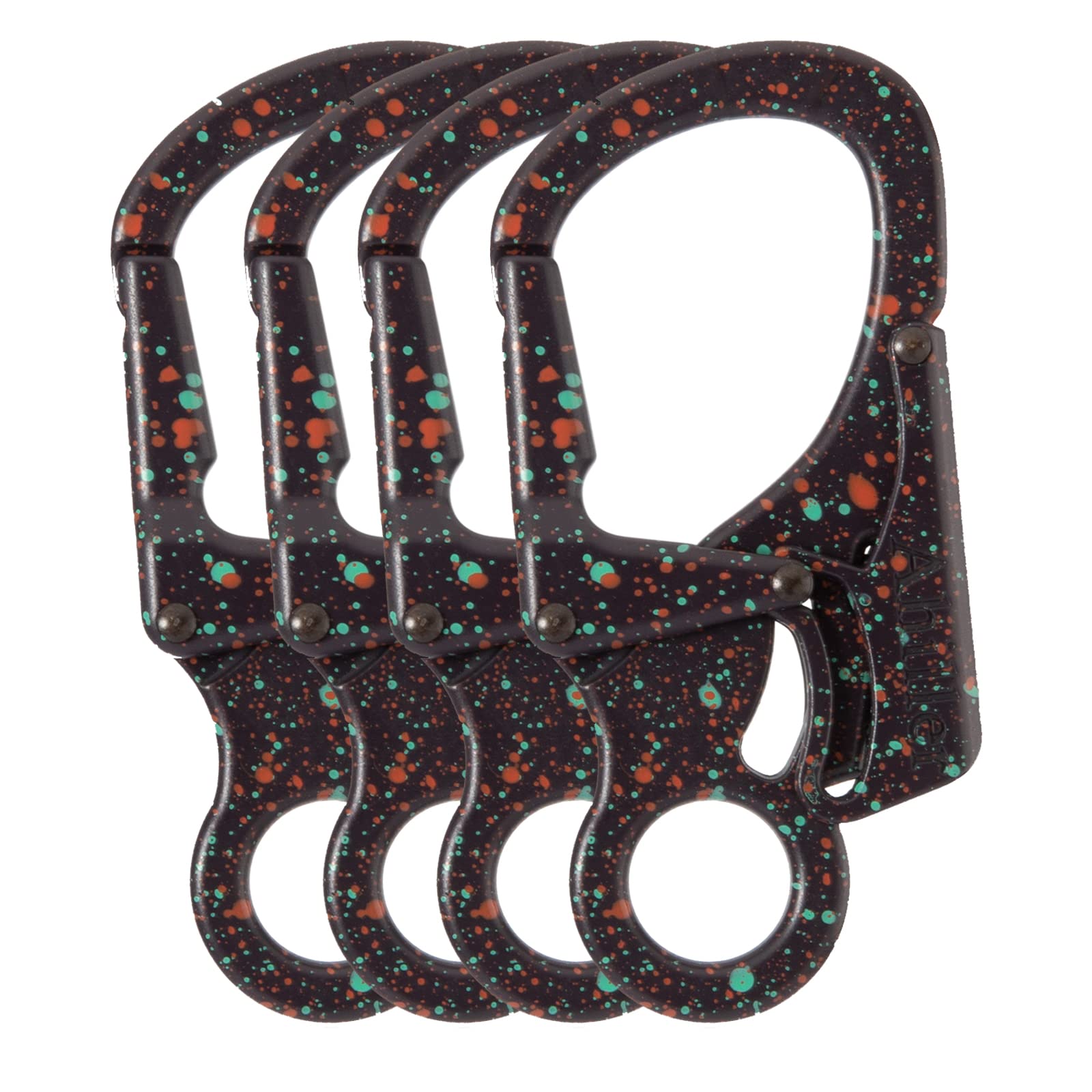 Ahiller Carabiner Clip, Double Anti-Misopening Locking Design, 3" Zinc Alloy Heavy Keychain for Outdoor Camping Hiking, Key Ring Clip (Black Orange Green-4P)