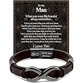 VGWON Mens Infinity Knot Bracelet, Christmas Gift for Him To My Man/Son/Dad Leather Bracelet I Love You Mens Bracelet Mens Birthday Gift Boyfriend Husband Couple