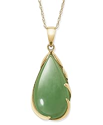 Belacqua Natural Green Jade Teardrop Pendant