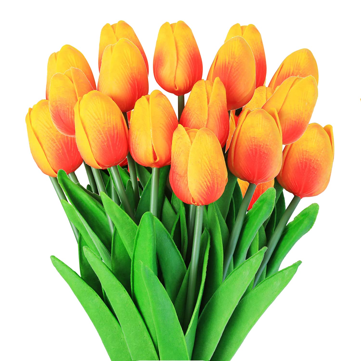 Veryhome Artificial Tulips Fake Tulip Flower Latex Material Real Touch Bouquets for Wedding Room Home Hotel Party Decoration and DIY Decor (Orange-20PCS)