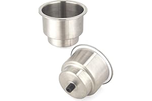 Mojiate 2-Pack Stainless Boat Cup Holder Insert | Marine-Grade for Boat, RV, Camper, Truck & Yacht | Includes Mounting Gasket & Internal Pad