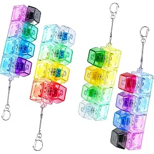 4 Packs Keyboard Fidget Keychain, Keyboard with Lights Clicker Fidget Stress Relief Keyboard, Fidget Clicker Gifts for Kids