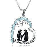 HBLICY Penguin Necklace 925 Sterling Silver Penguin Pendant I Love You Forever Animal Jewelry Gift for Women Girlfriend