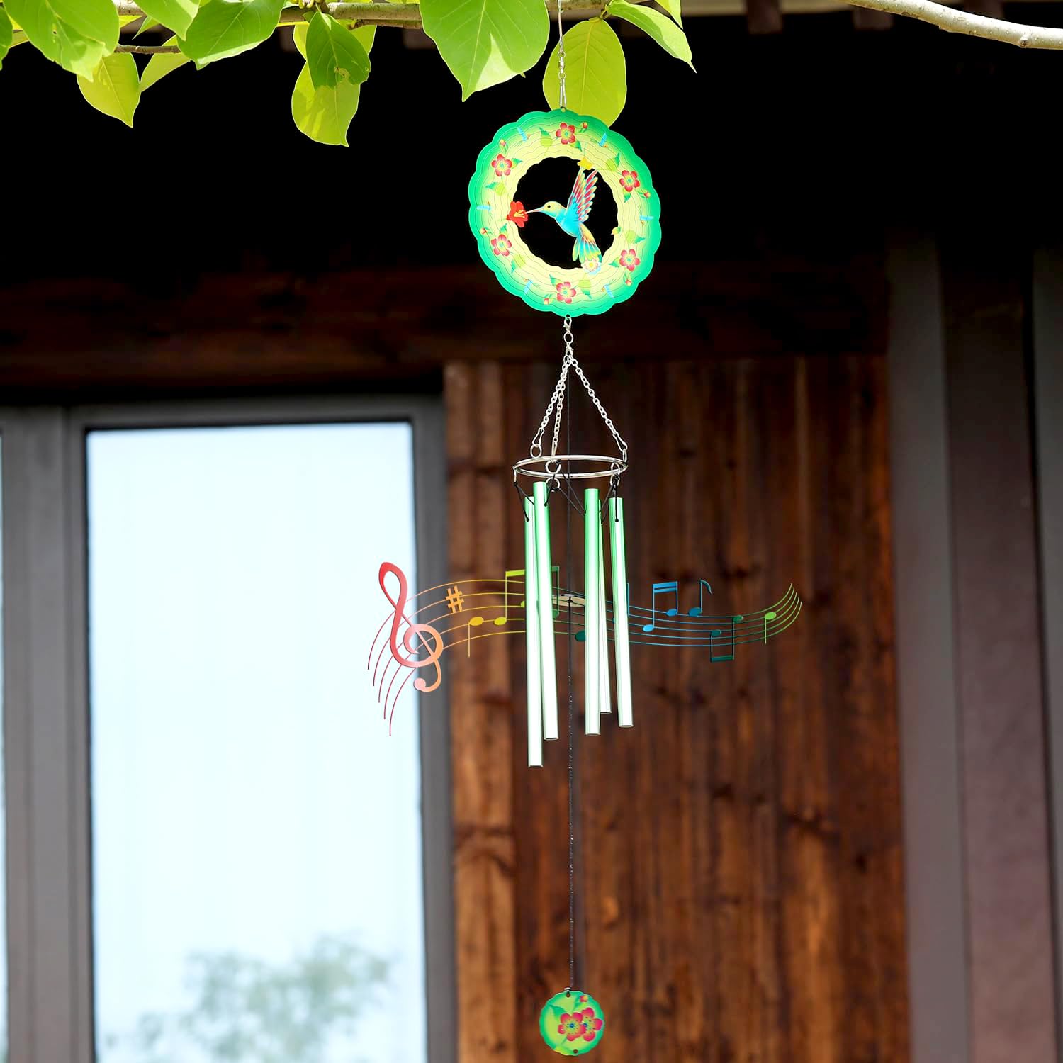Hummingbird Wind Chime for Outdoor with Wind Spinners, Hanging Decoration for Garden, Patio, Backyard, Porch, Unique Wind Chime Gifts for Women and Retired Moms, Hummingbird