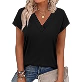 XIEERDUO Womens Summer Tops Short Sleeve Shrits 2026 Trendy V Neck Spring Outfits Beach Vacation Clothes