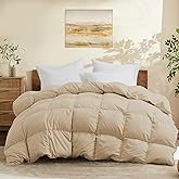 Joysoul Feather Down Fiber Comforter Queen Size - All Season Ultra Soft Goose Down & Feather Fiber Fill Duvet Insert, Luxury Hotel Dark Gray with 8 Corner Tabs (Ginger Yellow, Full/Queen)