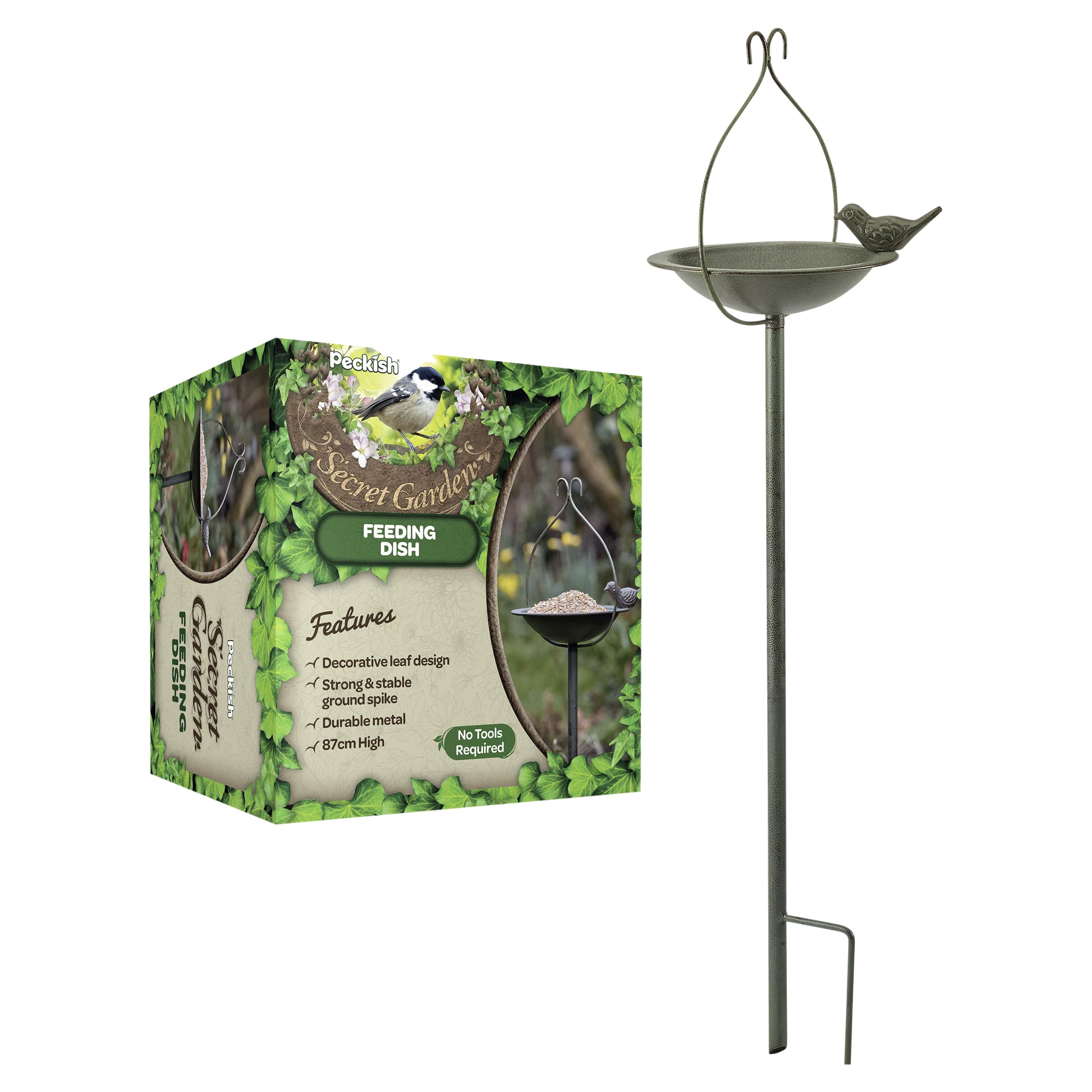 Peckish 60051236 Secret Garden Bird Feeder, Natural, 20.5 cm*20.5 cm*84.0 cm