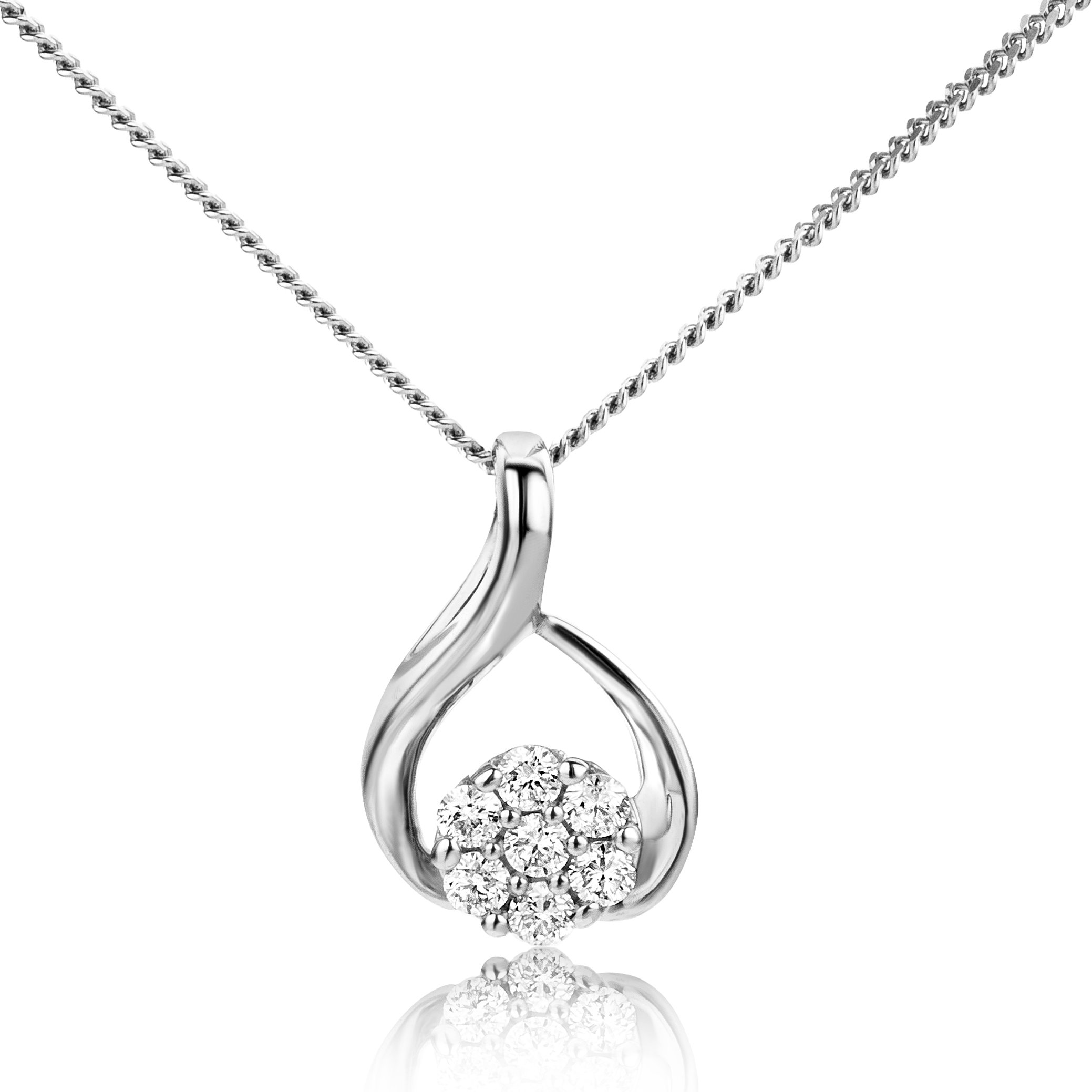 MIORE necklace chain and pendant 9 kt 375 white gold with diamonds 0.09 ct- length 45 cm