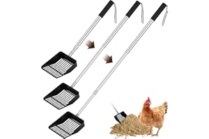 Psasrm Chicken Poop Scooper, 304 Stainless Steels Adjustable Chicken Coop Rake(23 to 43 inch),Chicken Coop Cleaning Tools Scoop for Chicken Coop Accessories