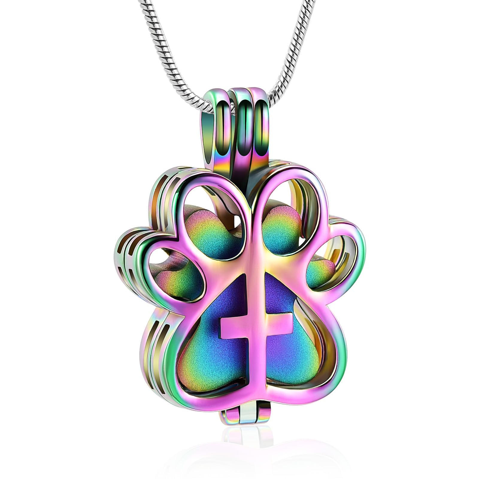 Pet Cremation Jewelry for Dog/Cat Paw Stainless Steel Memorial Locket Urn Necklace with Hollow Urn Cremation Jewelry for Ashes