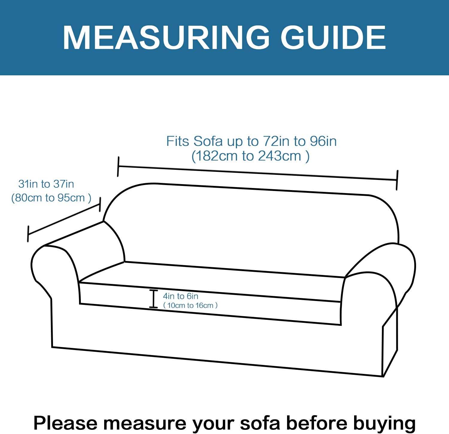 H.VERSAILTEX Stretch Sofa Covers 2 Piece for 3 Cushion Couch Covers Sofa Slipcovers Furniture Covers (Base Cover & Seat Cushion Cover) Feature Deluxe Textured Jacquard (Standard Sofa, Sand): Kitchen & Dining