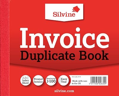 Silvine 4x5 Inch Duplicate Invoice Book Numbered 1-100 with Index