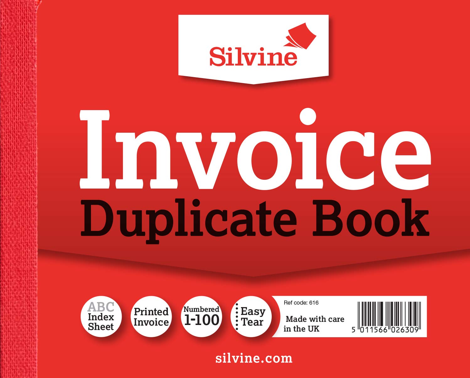 Silvine 4x5" Duplicate Invoice Book - Numbered 1-100 with Index Sheet
