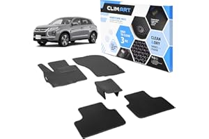 CLIM ART Honeycomb Custom Fit Floor Mats for Mitsubishi Outlander Sport 2011-2024, 1&2 Row, Car Mats Floor Liner, All-Weather, Car Accessories Man & Woman, Black/Black - FL011511046