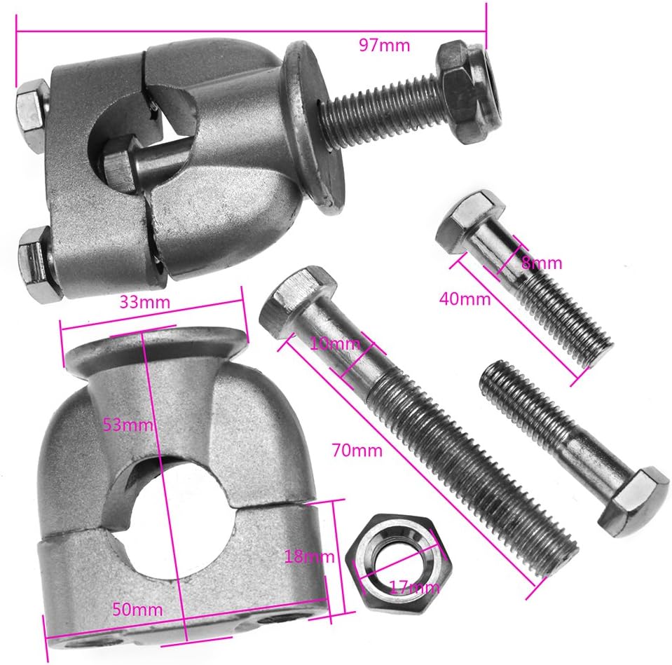 2pcs Motorcycle Dirt Bike ATV Handlebar Riser Mount Clamps 22mm 7/8", Silver - Image 4