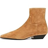 KysBloes Women Square Toe Ankle Boots Low Heel Booties Flats Winter Shoes Comfortable Side Zip Short Boots(Opt One Size Smaller)