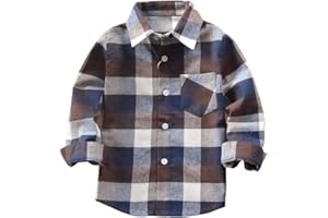 MAMAMI Kids Little Boys Girls Baby Long Sleeve Button Down Red Plaid Flannel Shirt Plaid Girl Boy NB-6T