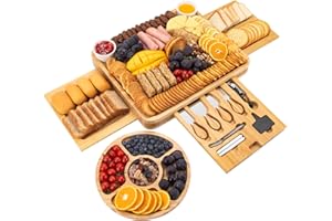 WISYOK Charcuterie Board Set in Bamboo, Perfect Bridal Shower, Housewarming, or Wedding Gift for Couples