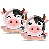 50 Count Cow Paper Plates Cow Print Baby Shower Plates Farm Animal Birthday Disposable Plates Zoo Theme Party Supplies Dinnerware Cow Cake Plates for Gender Reveal Boy Girl Kids Party Decorations