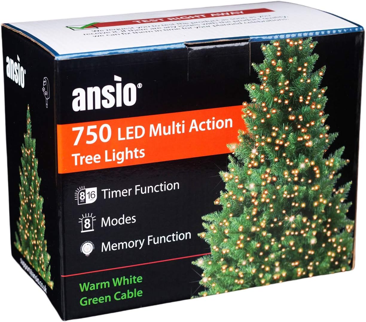 ANSIO® Christmas Tree Lights 750 LED 18.7m/61ft