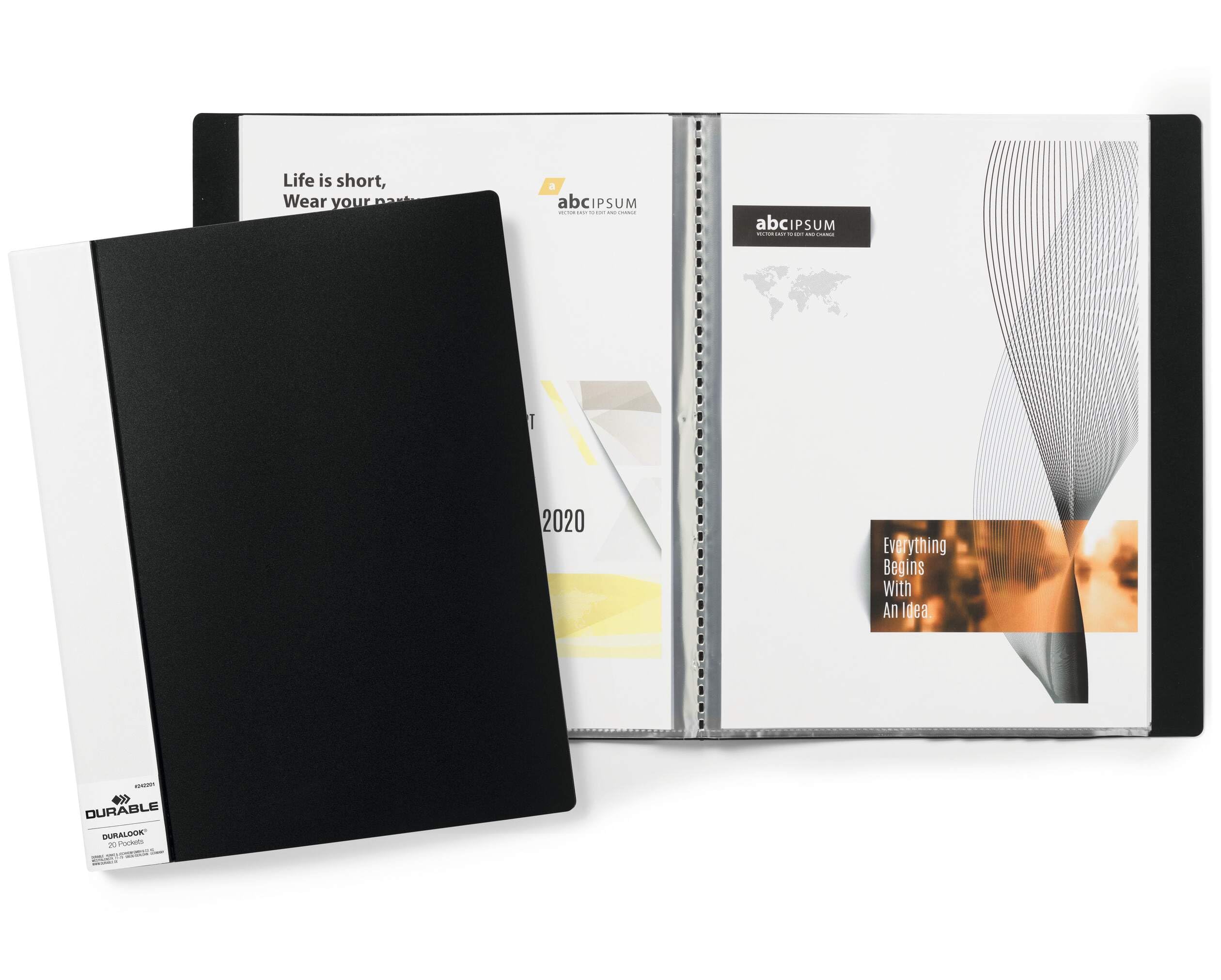 Durable 242201 Display Book Duralook for A4 with 20 Pockets Back width: 17 mm Black