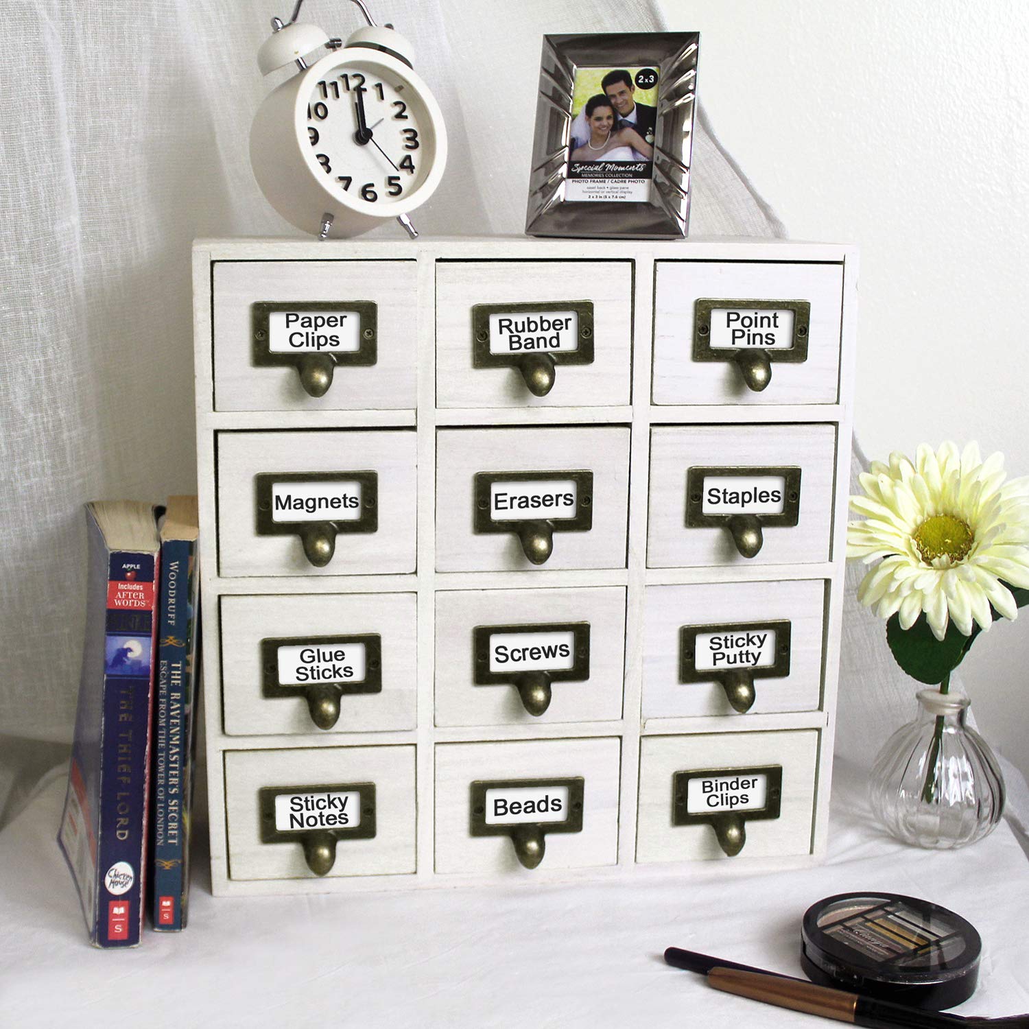 Ikee Design Wooden Storage Apothecary Drawer Desktop Organizer with