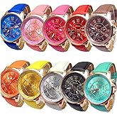Weicam Wholesale Watches 10 Pack Fashion Ladies Women PU Leather Assorted Wrist Watch Set Roman Numerals Analog Quartz for Men Unisex