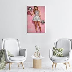 Vintage Funky Disco Ball Hot Girl Canvas Wall Art