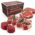 Grumpy Butcher 8 Steaks Full House Set - 4 Top Sirloin Steak (6 oz), 2 Ribeye (14 oz), 2 Filet Mignon (8 oz) - Food Gifts of Premium Steak Meat