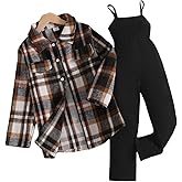Toddler Girl Clothes Plaid Long Sleeve Button Down Shirt Corduroy Overall Jumpsuit Girls Fall Winter Outfit Set