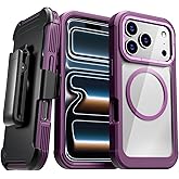 Rome Tech Designed for iPhone 17 Pro Max Case with Belt Clip Holster, Kickstand Slim Cover Compatible with Magsafe Chargers - Phone Case for iPhone 17 Pro Max - Wine