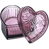 Gaolinci Crystal Glass Heart-Shaped Storage Box Embossed Jewelry Box Candy Box with Lid - Purple