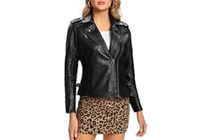 S P Y M Womens Faux Leather Jacket, Double Zip Up Coat, Moto Biker Outwear with Rivets, Regular and Plus Size