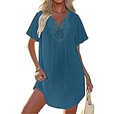 Ekouaer Swimsuit Cover Ups for Women Lace Crochet V-Neck Bikini Beach Coverups Dress for Swimwear Bathing Suit