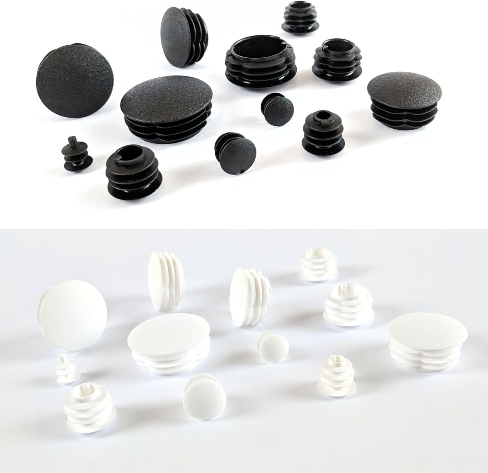 10mm Plastic End Caps - White Domed Tube Inserts, Pack of 4 (See Second Image for Ordering Guide) - Made in Germany